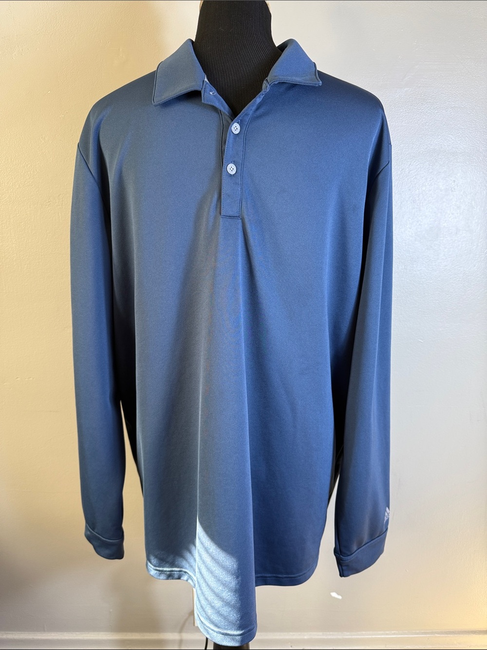 Adidas Performance Slate Blue Long-Sleeve Golf Polo Shirt Sz XL